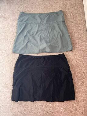 2 - High-Waist Tulip Hem Swim Skirts in Olive Green & Black!